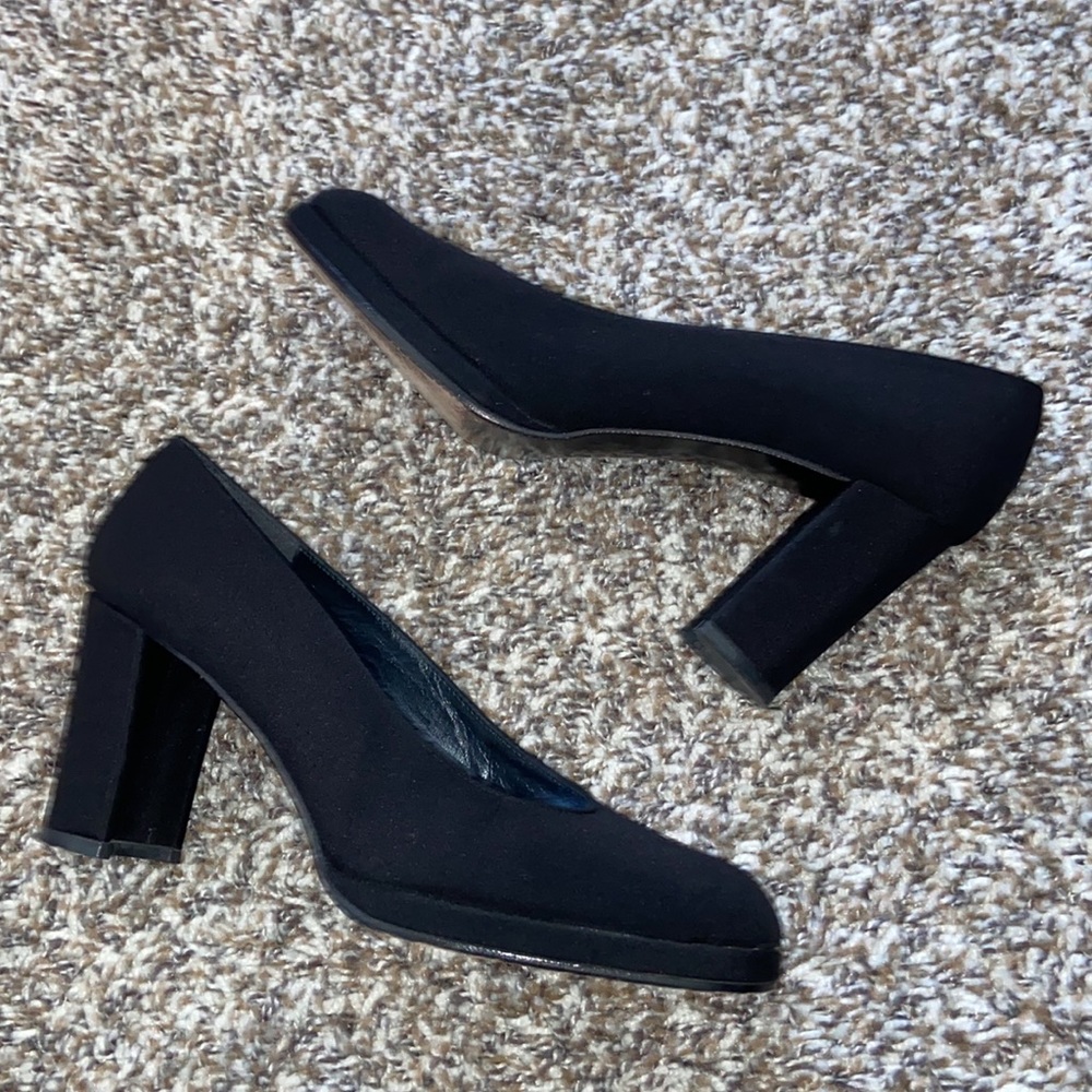 Stuart Weitzman Curve Block Pumps Heels Black 4 1… - image 3